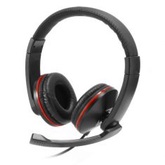 Casque micro filaire, arceau réglab micro pivotant, double connecteur jack 3.5mm noir