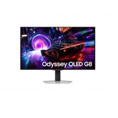 Ecran 32'' Samsung Gaming ODYSSEY G8 Argent OLED 240Hz 0.03ms 3840X2160 260cd/m² 2xHDMI DP 3xUSB Casque Pied réglable hauteur orientable inclinable pivot