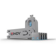 Clé USB et 4 bloqueurs de ports USB, Bleu