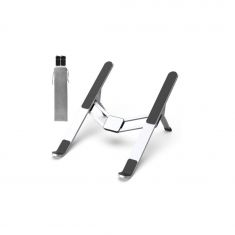 Support PC WE pliable en aluminium jusqu'à 15.6'', avec système d'accroche à ressort, 6 hauteurs reglables, antidérapant, housse de transport incluse