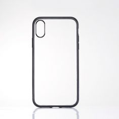 Coque de protection RUBBER : Dos transparent - contour mat colorés - boutons colorés - anti-chocs - antidérapant - semi-rigide - compatible pour iPhone XR