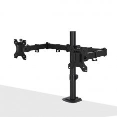 Support d'écran double fixe et ajustable - Noir