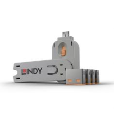 Clé USB et 4 bloqueurs de ports USB, Orange