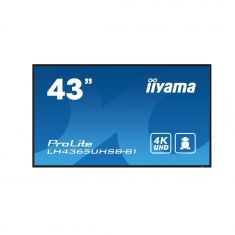 IIYAMA LFD 43" Noir dalle IPS 24/7 4K 3840x2160 16:9 2xHDMI 2xUSB 2.0 Displayport HPs 2x10W Paysage/port 8ms 800cd/m² VESA 200x200 LH4365UHSB-B1