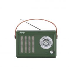 Enceinte/Radio rétro HALTERREGO style vintage, RMS 5W, Bluetooth, Radio FM, lecteur USB, Aux IN, Batterie rechargeable, vert