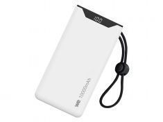 Batterie de secours WE, Power Bank, 10 000 mAh, couleur BLANC 1 port USB-A +1 port USB-C / 18W Charge rapide