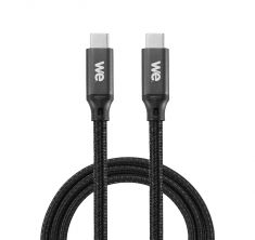 WE Câble USB-C mâle/USB-C mâle/mâle en nylon tressé 1m - USB 3.2 gen 1 - 3A - noir et blanc