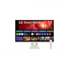 SMART Monitor LG 27" IPS Blanc 3840x2160 16:9 IPS 5ms 350cd/m² 60Hz HDMI USB-C Sortie Casque Webcam HPs Télécommande WebOs Pied Inclinable