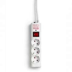 SALICRU Multiprises Parafoudre SPS.SAFE 3 Blanc 3 prises Shuko/FR 8kA Cable:1,5m fixation murale Protection enfant 680BA000001