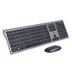 Bundle clavier souris WE sans fil connextion BT et 2.4Ghz aspect Alu, connexion multidispositif (jusqu'à 3 appareils) , 12 touches multimedia, piles inclus