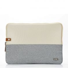 HOUSSE sleeve PC  14,1 '' bicolore Beige/Gris, protection antchoc, attache antivol , dimensions: 355*25*260mm 355x25x260