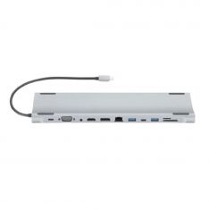 Hub WE USB-C universel 12 ports - HDMI 1.4, DP1.2, VGA, USB 3.0x2, USB-C3.0, SD/TF 2.0, Jack 3.5, RJ45 1000Mbps, USB-C PD 100W - Câble 30cm