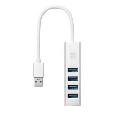 Hub 4 ports USB 3.0 2 alimentations possibles PC ou secteur Inclus câble micro USB+chargeur 2A