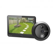 EZVIZ Juda HP4 - Résolution 1080P - Vue ultra grand-angle de 155° - Vue en direct et conversation bidirectionnelle - Écran couleur de 4,3 pouces - Vision noctur