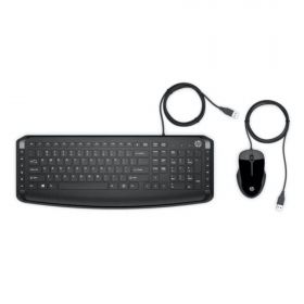 Clavier et souris filaire HP Pavilion 200 Noir clavier compact 12 raccourcis 3 LED souris brillante 16000 Dpi Fiable confort 9DF28AA