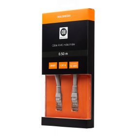 Câble RJ45 mâle/mâle 0.50m droit CAT 6 blindage U/UTP coloris: gris