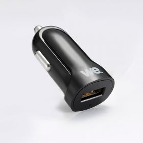 Chargeur allume-cigare WE - 1 USB 2.4A noir - format MINI indicateur lumineux