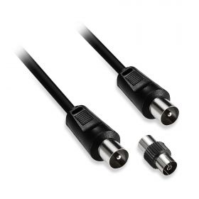 Câble antenne mâle/mâle 9.52 mm + adaptateur femelle/femelle 1.5M noir 