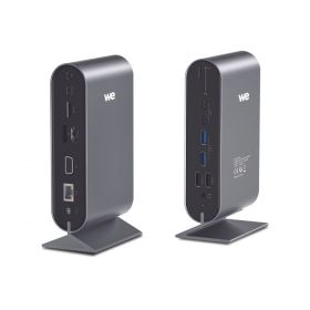 Station d'accueil WE USB-C 17 ports avec adaptateur secteur 12V/3A, 2*USB-C, 2*HDMI, PD 100W, VGA, 4*USB, lec de carte SD/Micro SD, jack audio, RJ45 1000Mbps. 