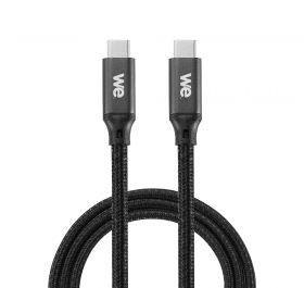WE Câble USB-C mâle/USB-C mâle/mâle en nylon tressé 1m - USB 3.2 gen 1 - 3A - noir et blanc