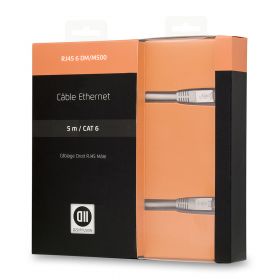 Câble RJ45 droile mâle 5m blindage U/UTP - CAT 6 - coloris gris