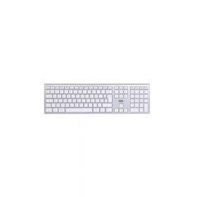 Clavier sans fil Bluetooth MacOS , connexion multidispositifs, Batterie rechargeable intégrée,  aspect Alu, blanc argenté